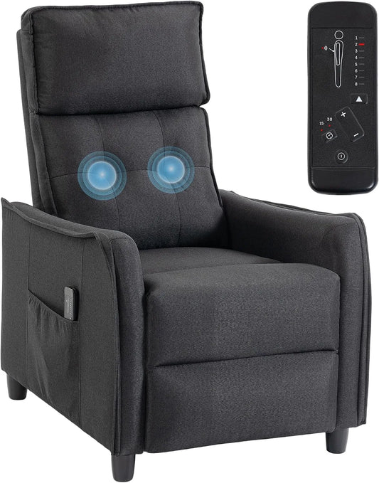 Poltrona relax con massaggio, HOMCOM, grigio, Poltrona Massaggiante Reclinabile Manuale 160° Grigio Scuro