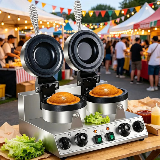 Macchina per Hamburger, 50 a 300 °C, timer, professionale, rivestimento antiaderente, per Waffle e Gelato con Controllo della Temperatura da 5