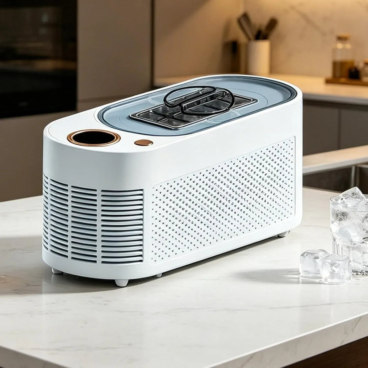10 cubetti Ghiaccio per Ciclo Light-Blue, Fabbricatore Ghiaccio da 12 V, fabbricatore Ghiaccio per Auto con Doppia Alimentazione CA e 12 V CC