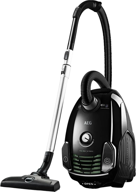 AEG Aspirapolvere, 800 W, nero, per Pavimenti Duri e Tappeti, 60% Materiale Riciclato, VX6-2-ÖKOX, Raggio d'Azione 9 m