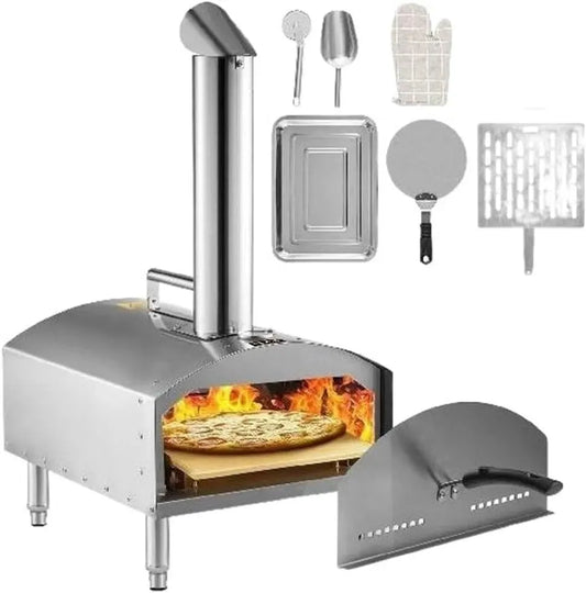 Forno elettrico per pizza, 12 pollici, portatile, acciaio inox