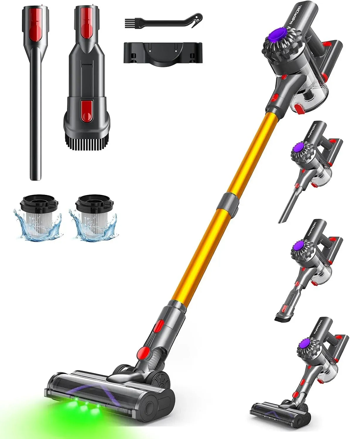 Aspirapolvere, 35KPa Potente Aspirazione, aspiratore elettrico domestico, VACTechPro Aspirapolvere Senza Fili