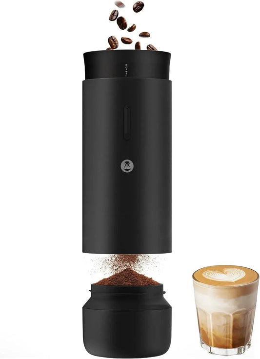 01S Macinacaffè Elettrico Whirly, Corpo in Metallo, per Arresto Automatico & Anti‑Blocco, Conico 30 Livelli, Portatile per Espresso/Pour‑Over/French
