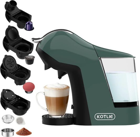 Nespresso 5-in-1 temperature/7 Macchina da caffè, 1 L, ampio serbatoio, macchina multi-capsula per Original/Dolce Gusto/ESE Pads, 3 quantità d'acqua