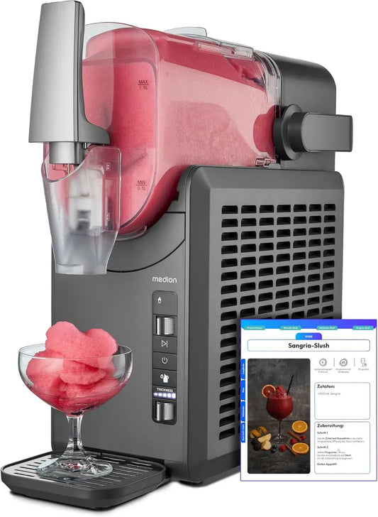 MD12090 Macchina per granite, slush maker, contenitore, 2,6 L, 1,9 L, argento, MEDION