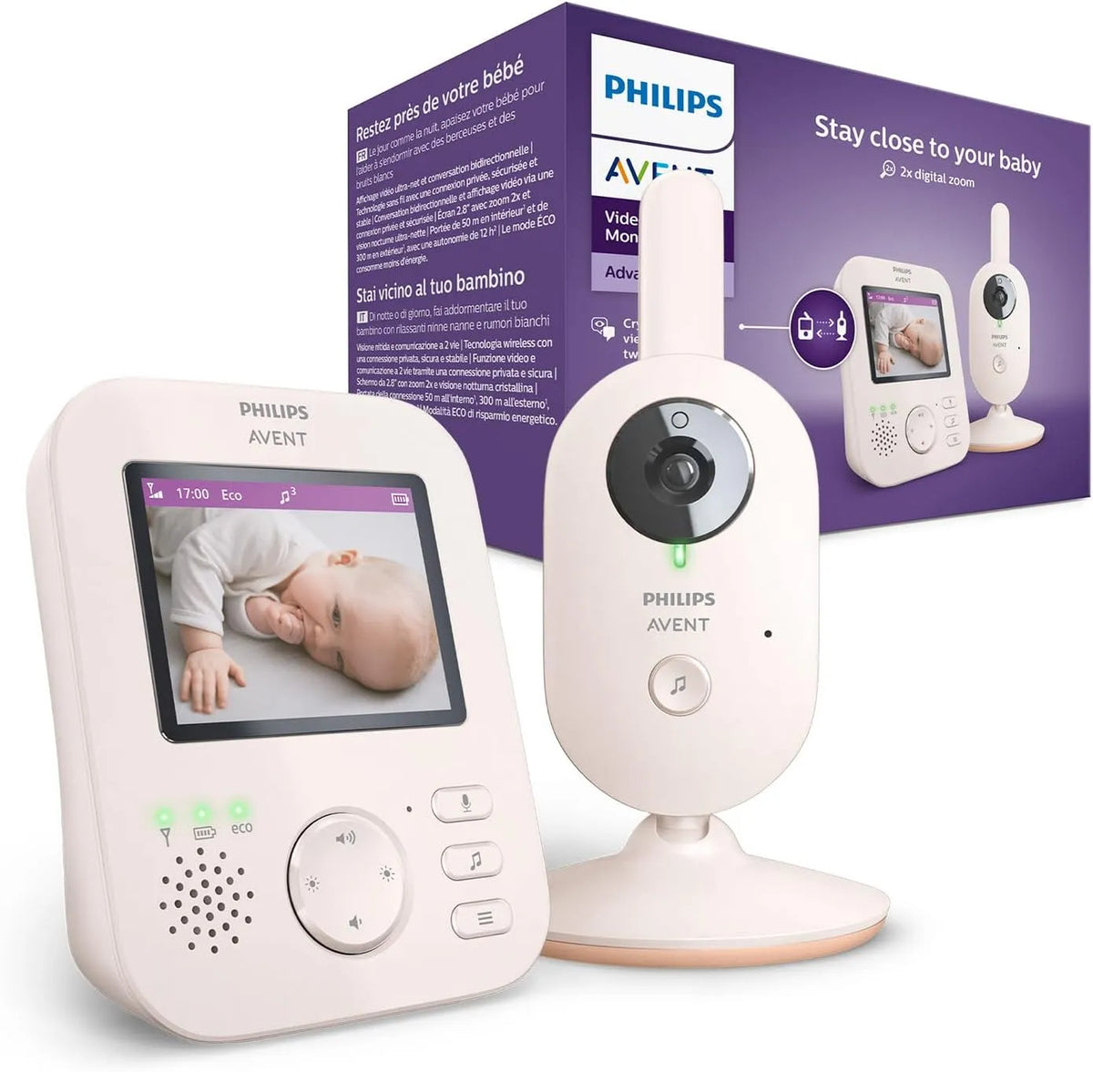 Philips Monitor, pannello IPS, audio a 2 vie, zoom x2, display da 2,8', 7,1 cm