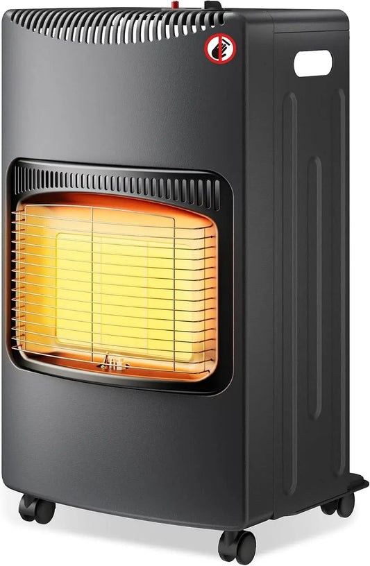 Wiltec pieghevole, rotelle, Stufa a gas infrarossi 4,2K W, 3 livelli di potenza, con ODS
