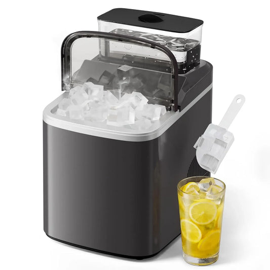18kg/24h 8min Ice Maker, Barbecue, 24 x 31 x 38cm, 1.5 L, 120 W, 18 kg, 38 cm, touch, timer, ristoranti, nero, per Feste, ROVSUN